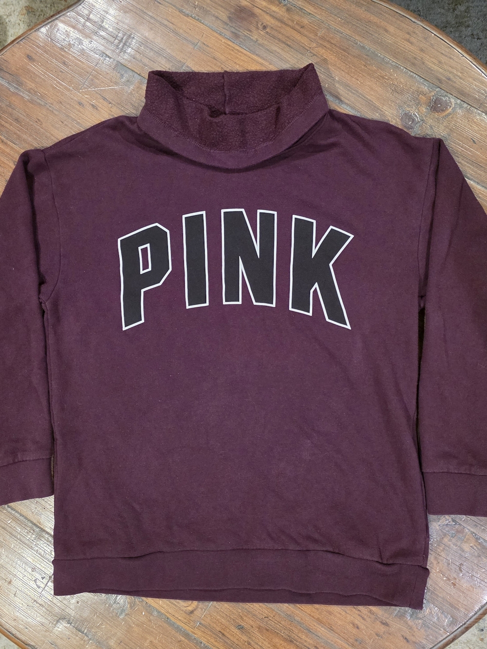 PINK Victoria's Secret Maroon Sweatshirt with White and Black Logo